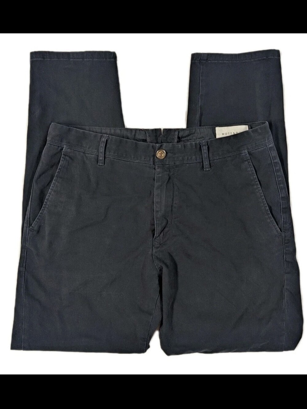 Mott & Bow Mens Chino Pants 32x30 Navy Blue Stretch Cotton Twill Casual